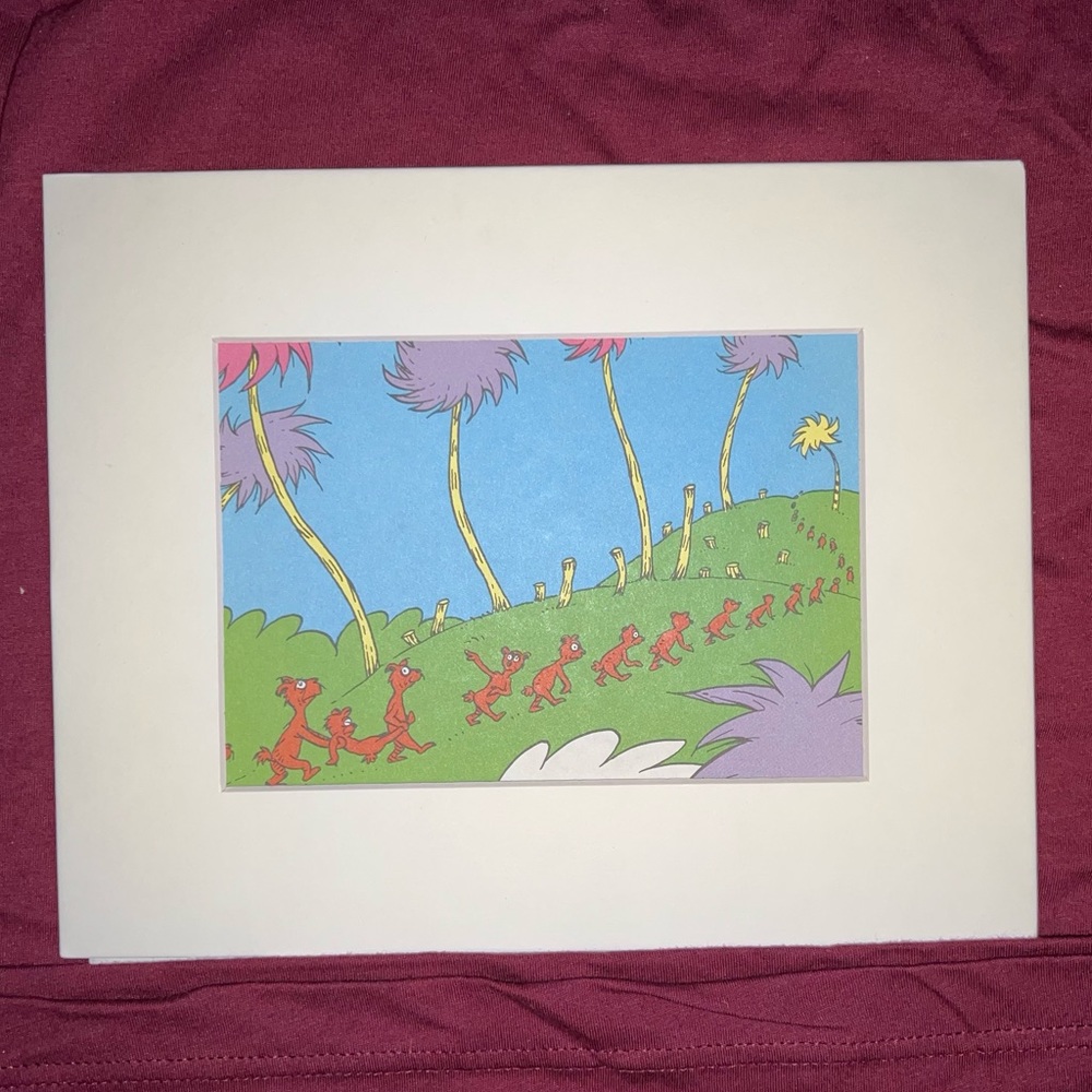 The Lorax bar-ba-loots truffula trees art matted Dr suess literature pop